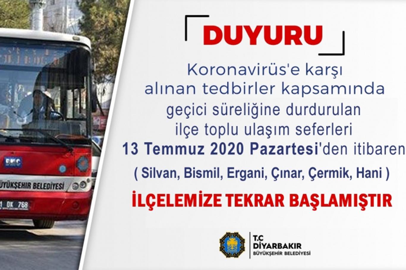 Diyarbakır'da 6 ilçede toplu taşıma hizmeti yeniden başlıyor